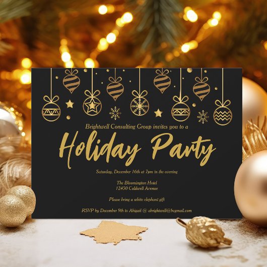 Elegante Business Holiday Party Custom Black Gold Einladung