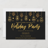 Elegante Business Holiday Party Custom Black Gold Einladung (Vorderseite)