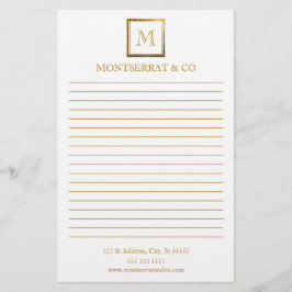Elegante Business Monogram Logo Gold Square Lined Briefpapier