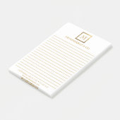 Elegante Business Monogram Logo Gold Square Lined Post-it Klebezettel (angewinkelt)