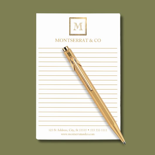 Elegante Business Monogram Logo Gold Square Lined Post-it Klebezettel