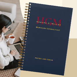 Elegante Business Monogram Logo Navy Burgundy Gold Notizblock