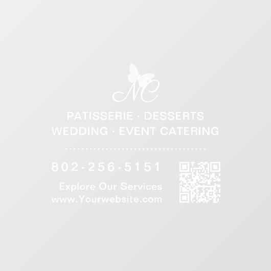 Elegante Business Monogram QR Code Telefonnummer A Fensteraufkleber (Blatt)