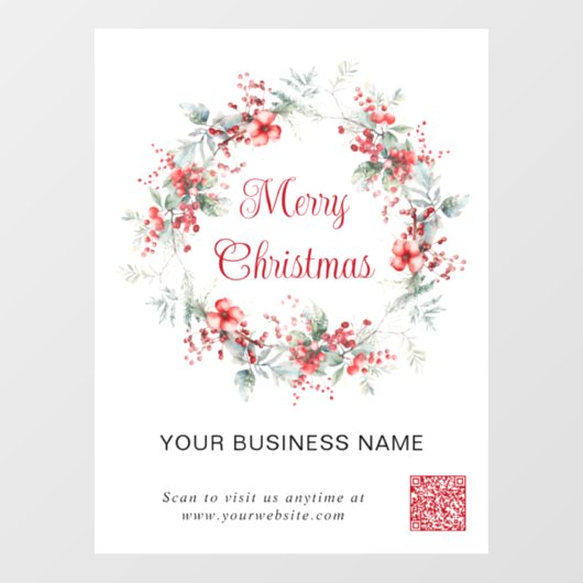 Elegante Business QR Code Frohe Weihnachten Fensteraufkleber (Blatt)