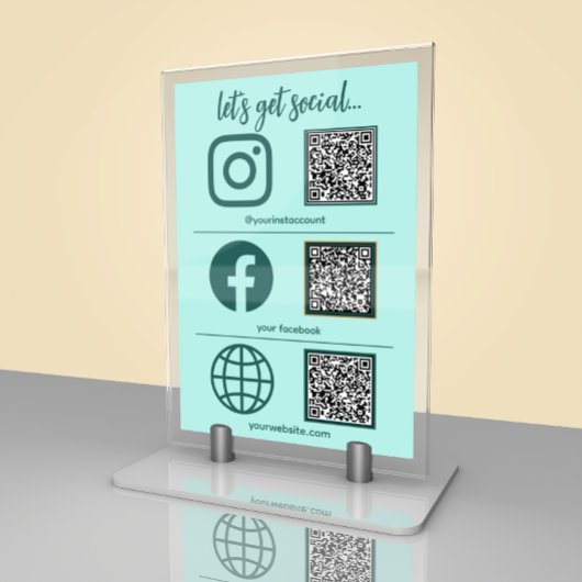 Elegante Business Social Media-Signatur mit QR-Cod Tischnummer