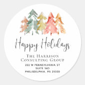 Elegante Business Weihnachts-Rücksendeadresse Runder Aufkleber (Vorderseite)