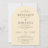 Elegante Butter Yellow Arch Wedding Einladung (Vorderseite)