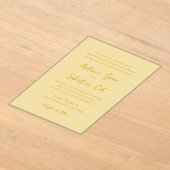Elegante Butter Yellow Moderne Hochzeit Acryleinladungen (Ablage )