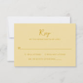 Elegante Butter Yellow Moderne Hochzeit RSVP Karte (Vorderseite)