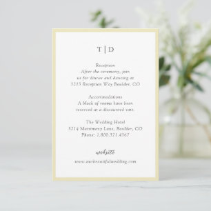 Elegante Butter Yellow Monogram Moderne Hochzeit Begleitkarte
