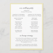 Elegante Butter Yellow Monogram Moderne Hochzeit Programm (Rückseite)