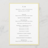 Elegante Butter Yellow Monogram Moderne Hochzeit Programm (Vorderseite)