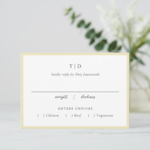 Elegante Butter Yellow Monogram Moderne Hochzeit RSVP Karte