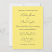 Elegante Butter Yellow Wedding Einladung (Vorderseite)