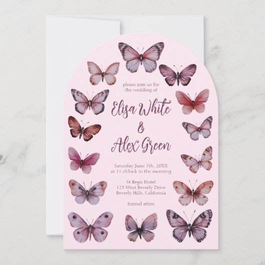 Elegante Butterfliegen CUSTOM Arch Wedding Einladung (Vorderseite)