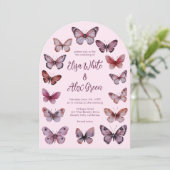Elegante Butterfliegen CUSTOM Arch Wedding Einladung (Stehend Vorderseite)