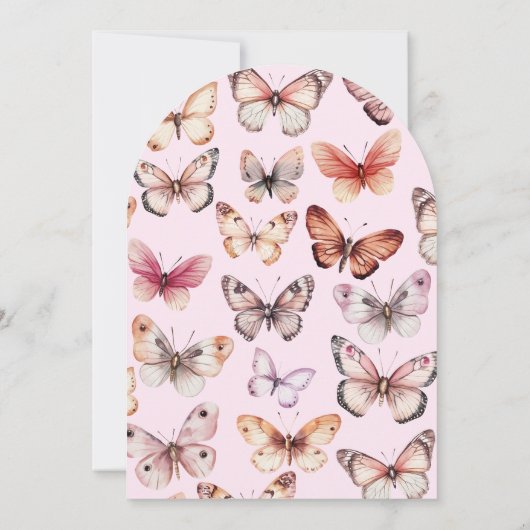 Elegante Butterfliegen CUSTOM Arch Wedding Einladung (Rückseite)