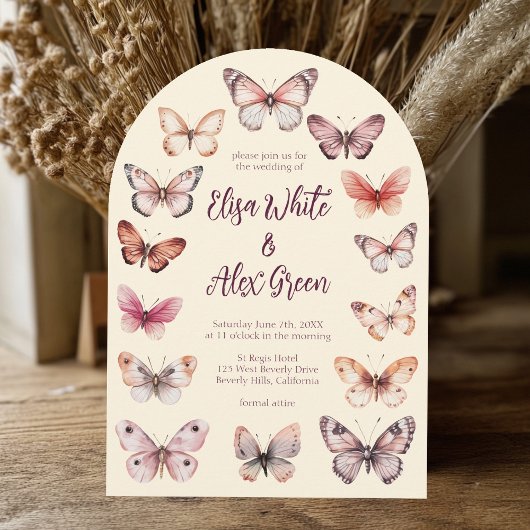 Elegante Butterfliegen CUSTOM Arch Wedding Einladung