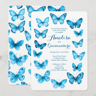 Elegante Butterfliegen Frame Quinceañera CUSTOM Einladung