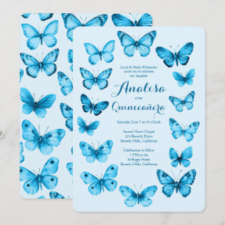 Elegante Butterfliegen Frame Quinceañera CUSTOM Einladung