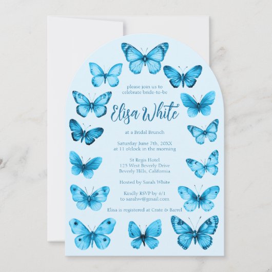 Elegante Butterflies Brautparty CUSTOM Arch Einladung (Vorderseite)