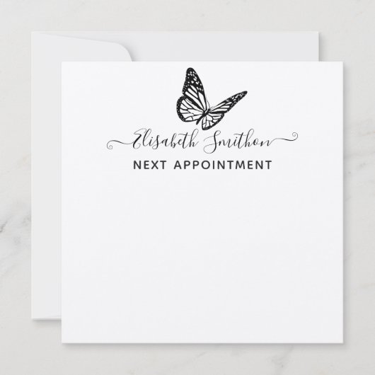 Elegante Butterfly Beautician Nächste Verabredungs Mitteilungskarte (Vorderseite)