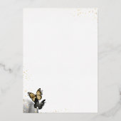 Elegante Butterfly Black Quinceanera Real Gold Folieneinladung (Rückseite)