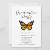 Elegante Butterfly Black & White Graduation Party Einladung (Vorderseite)