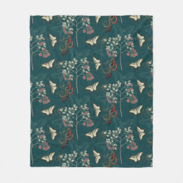 Elegante Butterfly Botanischer Wald Grün Fleecedecke