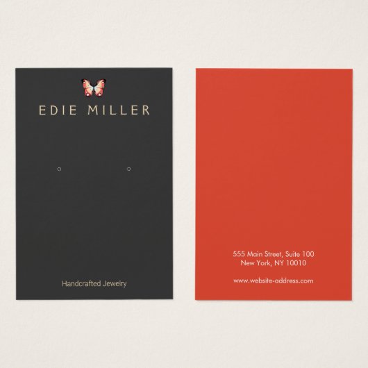Elegante Butterfly Earring Display Card (Vorne & Hinten)