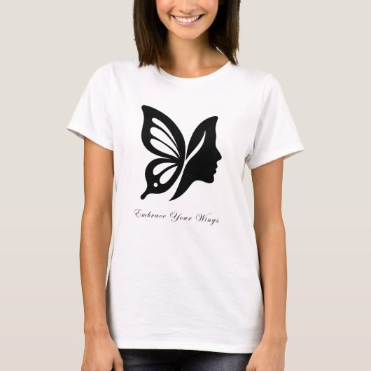 Elegante Butterfly & Face-Silhouette für Ihr W T-Shirt (Vorderseite)