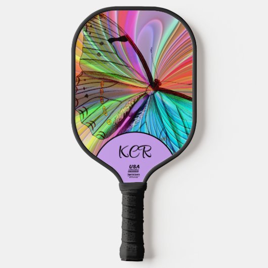Elegante Butterfly Farbige Initials USA Offiziell Pickleball Schläger (Rückseite)
