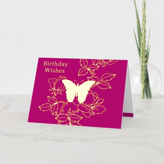 Elegante Butterfly Floral Geburtstag Gold Foil Car (Vorderseite)