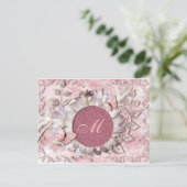 Elegante Butterfly Floral Gem Monogram Postkarte (Stehend Vorderseite)