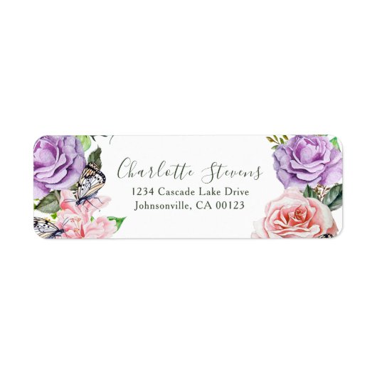 Elegante Butterfly Floral Watercolor Hochzeit (Vorne)