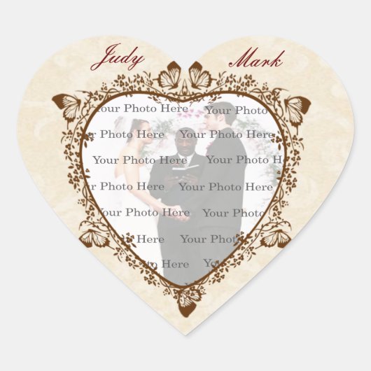 Elegante Butterfly Heart Foto Stickers (Vorderseite)