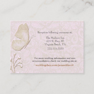 Elegante Butterfly-Hochzeitkarten Begleitkarte
