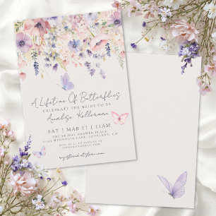 Elegante Butterfly-Hochzeitsdusche mit Blumen Einladung