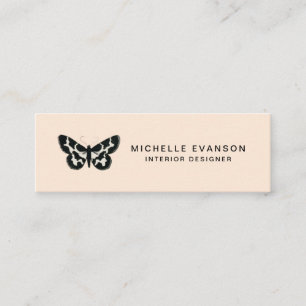 Elegante Butterfly Logo Beruflich Peach Tan Mini Visitenkarte