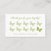 Elegante Butterfly Monogram Green Business Treuekarte (Vorderseite)