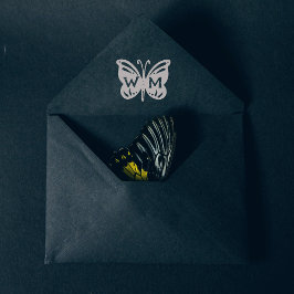 Elegante Butterfly Monogramm, Hochzeit Gummistempel