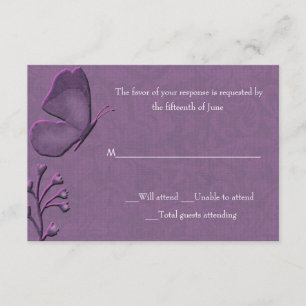 Elegante Butterfly Response Card RSVP Karte