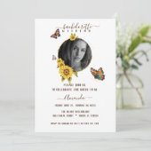 Elegante Butterfly Sonnenblumen Bachelorette Woche Einladung (Stehend Vorderseite)