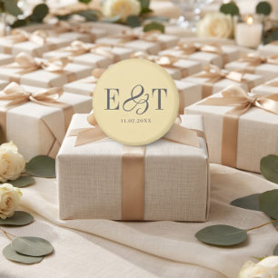 Elegante Buttergelbe Hochzeitspaare Initialen Magnet