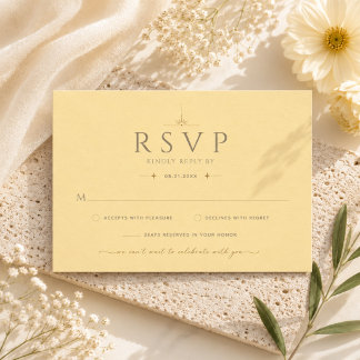 Elegante Buttergelbe moderne Hochzeits-RSVP-Karte RSVP Karte