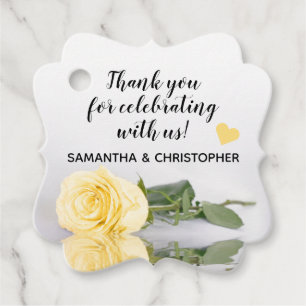 Elegante Buttergelbe Rosen-Hochzeits-Dankeschön Geschenkanhänger