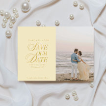 Elegante Buttergelbe Save-the-Date-Karte im klassi