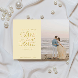Elegante Buttergelbe Save-the-Date-Karte im klassi Save The Date