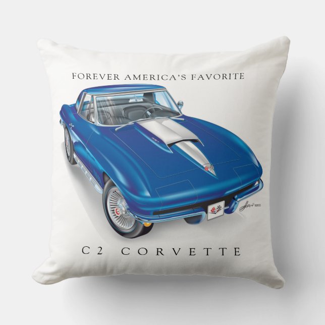ELEGANTE C-2-VETTE-ILLUSTRATION KISSEN (Vorderseite)