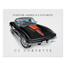 ELEGANTE C-2-VETTE-ILLUSTRATION POSTER